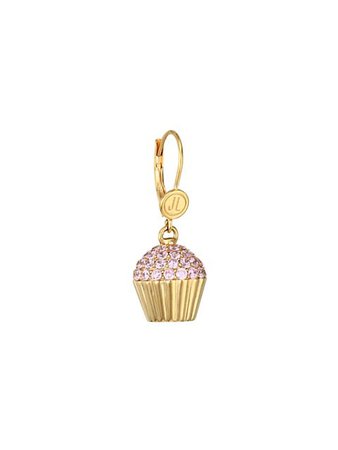 Shop Judith Leiber 14K Goldplated Sterling Silver & Cubic Zirconia Cupcake Single Drop Earring | Saks Fifth Avenue