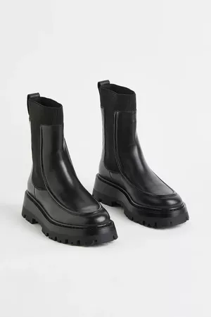 Leather Chelsea boots - Sort - DAME | H&M DK