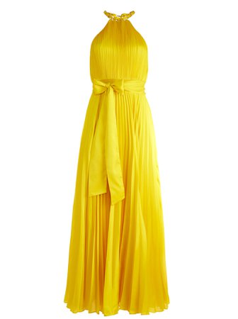 Alycia Chain Neck Belted Maxi Dress In Sunbeam | Alice And Olivia