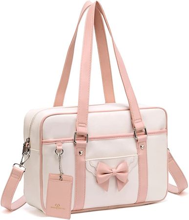 Amazon.com: Chillpaper Japanese Style Shoulder Bag,Faux Leather Tote Messenger Crossbody Bag with Card Holder Key Chain (Pink Bownot) : Clothing, Shoes & Jewelry
