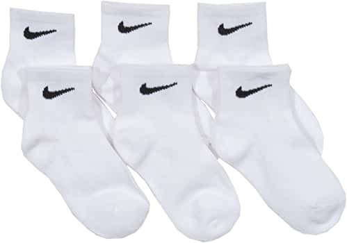 Amazon.com: Nike Kids 6 Pack Quarter Cut Socks with Swoosh Logo (6 Pairs) White, 9-13 Shoe/ 5-6 Sock (Toddler/Kids): Clothing