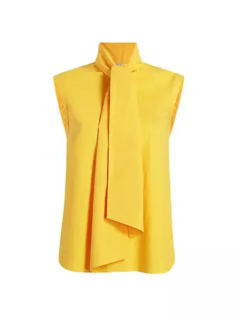 Shop Another Tomorrow Sleeveless Tie-Neck Blouse | Saks Fifth Avenue
