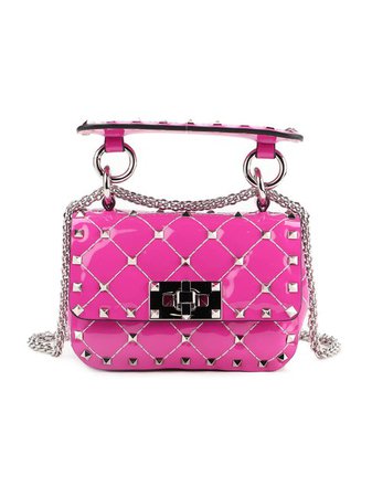 *clipped by @luci-her* Valentino Spk Micro Rockstud Spike Pink Calfskin Leather Shoulder Bag - Tradesy