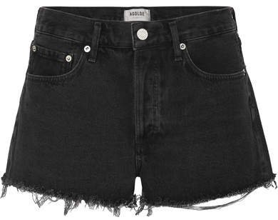AGOLDE - Parker Frayed Denim Shorts - Black