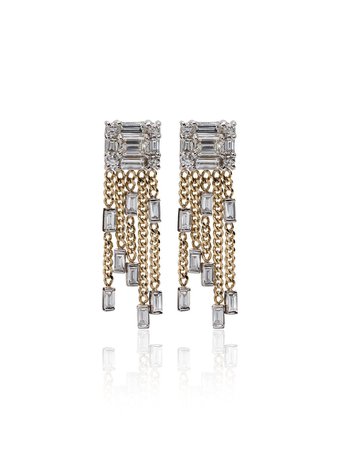 Metallic Mindi Mond Yellow Gold Clarity 5 Strand Diamond Tassel Earrings | Farfetch.com