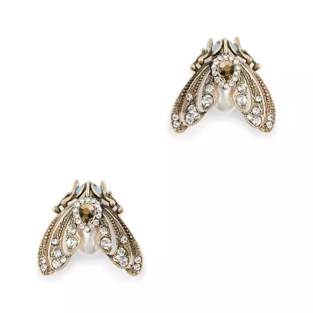 Moth Stud Earrings - Cream Pearl – Bill Skinner Studio