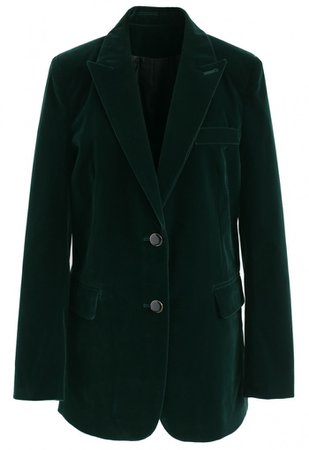 Noble Chic Velvet Blazer in Dark Green - OUTERS - Retro, Indie and Unique Fashion