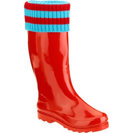 Forever Young - Forever Young Women's Mock Sock Trim Tall Rain Boot - Walmart.com