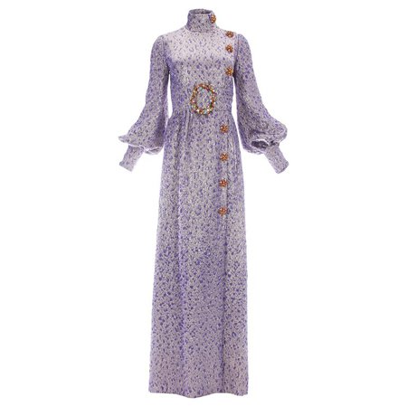 Jean Louis Scherrer haute couture purple lame brocade evening gown, f/w 2005 For Sale at 1stdibs