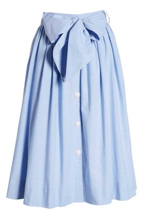 1901 Bow Tie Chambray Skirt (Regular & Petite) | Nordstrom