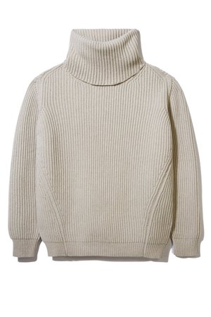Inver Rib Roll Neck Knit in Beige – &Daughter