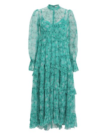 Moncur Floral Ruffled Silk Dress | INTERMIX®