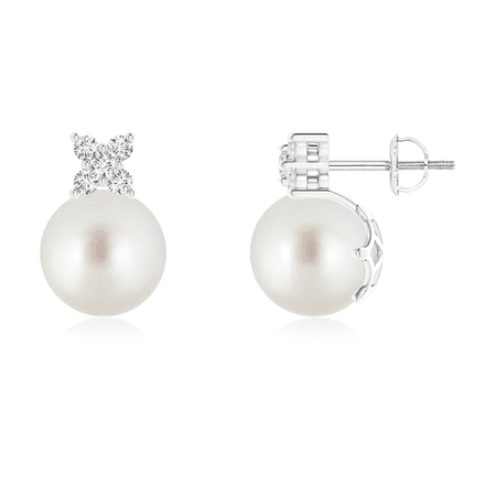 South Sea Pearl and Diamond Cluster Stud Earrings