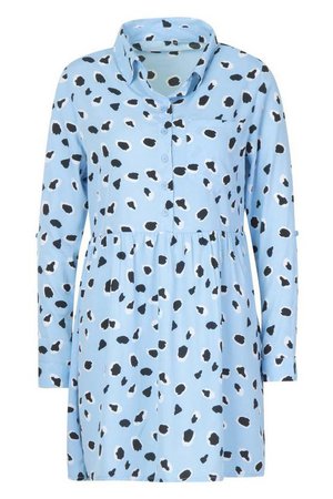 Woven Dalmatian Pocket Shirt Dress | Boohoo blue