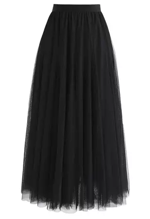 My Secret Garden Tulle Maxi Skirt in Black - Retro, Indie and Unique Fashion