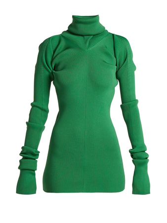 green turtleneck dress