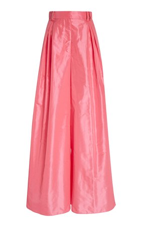 Carolina Herrera, Pink High-waisted Silk-taffeta Wide-leg Pants