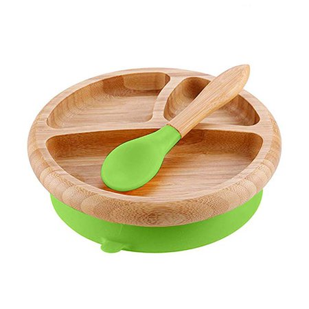 Baby Feeding Bamboo Spill Proof Stay Put Suction Bowl with Plate and Bowl Baby Kids Suction Bowl Spoon Fork Baby Spoon - Great Baby Gift Set Infant Feeding Baby Registry Bamboo Bowl Unisex: Amazon.ca: Home & Kitchen