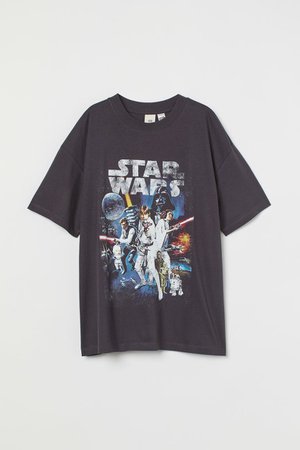 Oversized Printed T-shirt - Dark gray/Star Wars - Ladies | H&M US