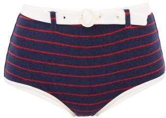 Nantucket High Rise Cotton Blend Bikini Briefs - Womens - Navy Stripe