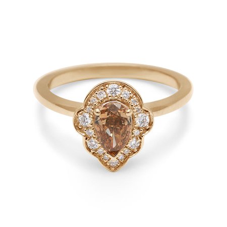 Camellia Petal Ring - Yellow Gold & Champagne Diamond (0.68ct) – Anna Sheffield Jewelry