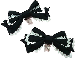 angelic pretty flower lace ribbon combs (2007) in black