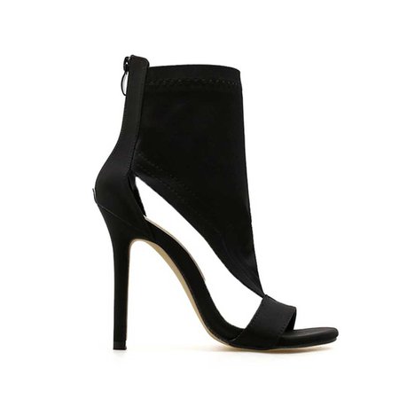 JESSICABUURMAN – GERRA Open Toe Cut Out Stretch Cloth Ankle Boots