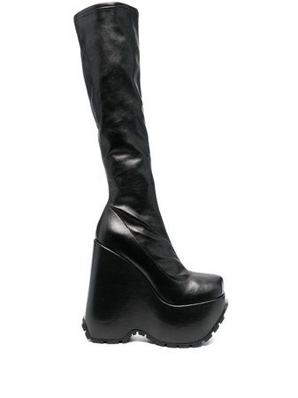 Versace Triplatform knee-high Leather Boots - Farfetch