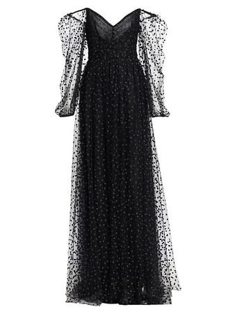 Shop Monique Lhuillier Dotted Tulle Off-The-Shoulder Cocktail Dress | Saks Fifth Avenue