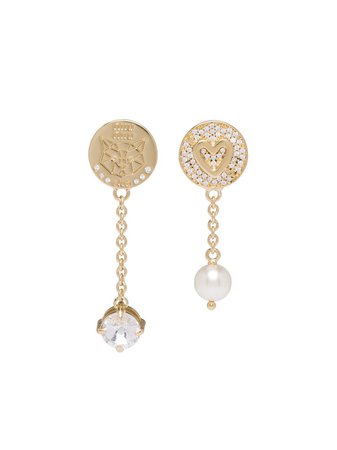 Miu Miu Crystal And Pearl Embellished Drop Earrings - Farfetch