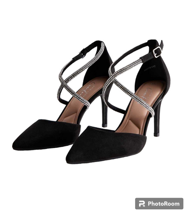 Black silver heels