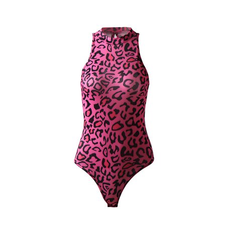 Neon Leopard Print Sleeveless Bodycon Bodysuit