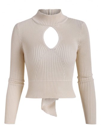 [24% OFF] 2020 Open Back Ribbed Tie Cut Out Knitwear In APRICOT | ZAFUL