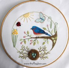 Spring Embroidery Bluebird
