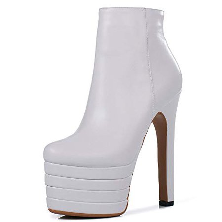 Amazon.com | Nine Seven Genuine Leather Women's Almond Toe Super High Heel Platform Handmade Slip On Ankle Boots | Ankle & Bootie