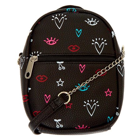 Icon Mini Backpack Crossbody Bag - Black | Claire's US