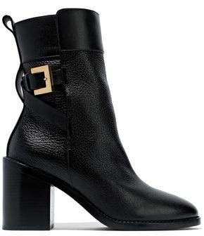Buckled Pebbled-leather Ankle Boots
