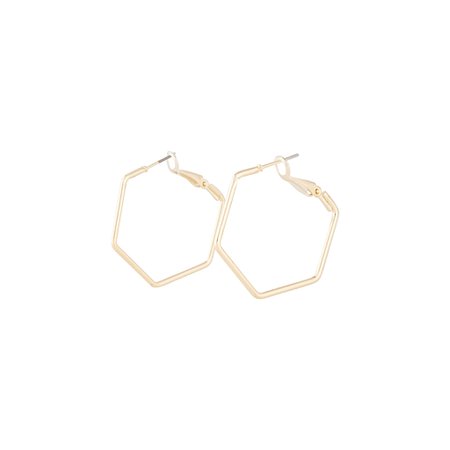 Gold Hexagon Hoop Earring