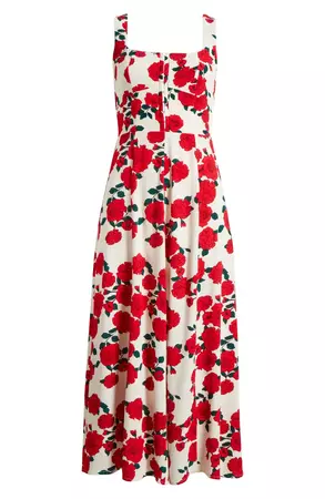 WAYF Leonie Floral Corset Midi Dress | Nordstrom