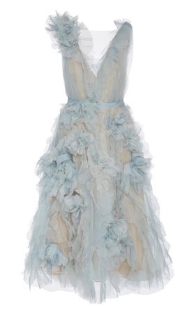 Sleeveless Ruffled Organza Midi Dress By Marchesa | Moda Operandi