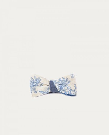 Le Flageolet “Toile de Jouy, French blue reverse" bow tie - Tonsor & Cie