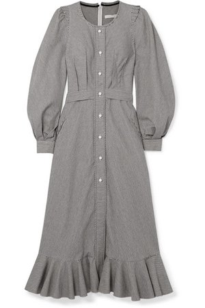 Anna Mason | Phoebe striped cotton-drill midi dress | NET-A-PORTER.COM