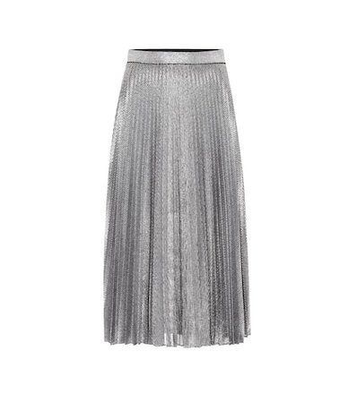 Metallic pleated midi skirt