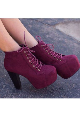 purple chunky heal boots