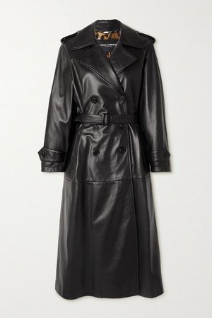 Black Belted leather trench coat | Dolce & Gabbana | NET-A-PORTER