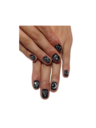 black witchy nail art manicure