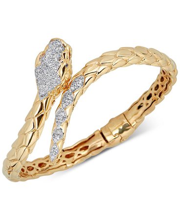Macy's Diamond Snake Bypass Bangle Bracelet (1/2 ct. t.w.) in 14k Gold-Plated Sterling Silver & Reviews - Bracelets - Jewelry & Watches - Macy's