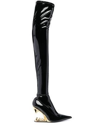 Gcds 110mm Pointed Patent Leather Boots - Farfetch