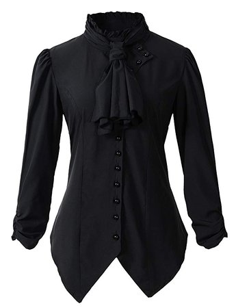 DarcChic Womens Gothic Victorian Steampunk Ruffle Vamp Renaissance Pirate Blouse Shirt Top at Amazon Women’s Clothing store