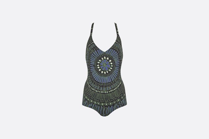 Navy Blue and Fuchsia Dior Animals Lion One-Piece Swimsuit - Ready-to-wear - Women's Fashion | DIOR